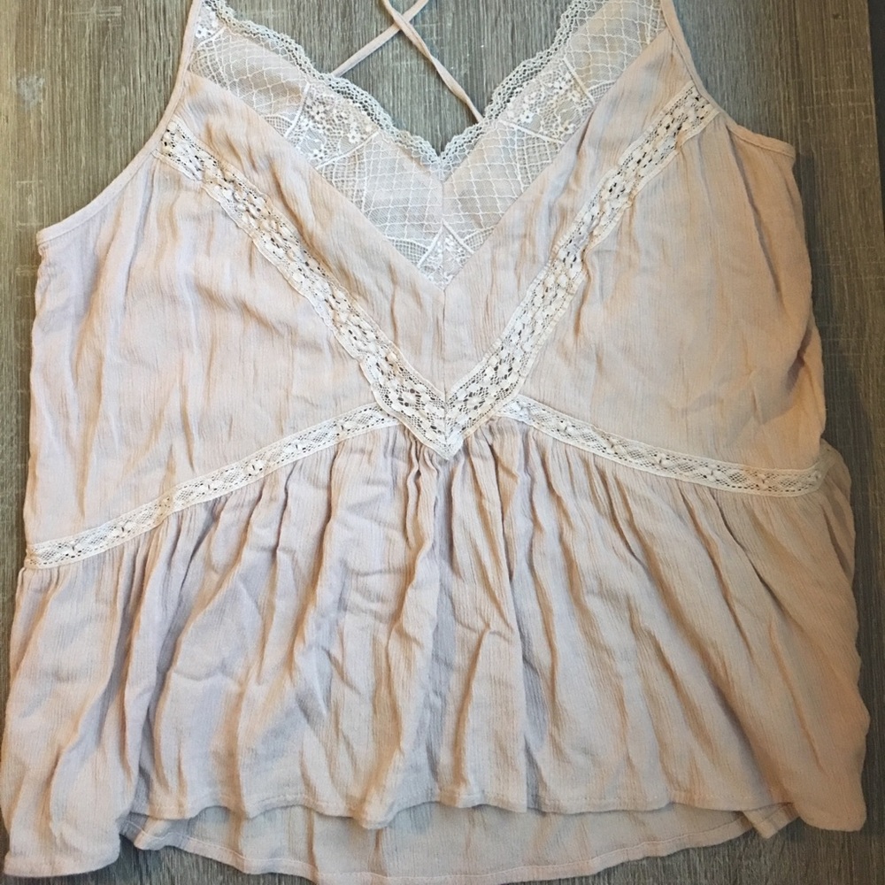 American Eagle Dusty Pink Lace Tank Top